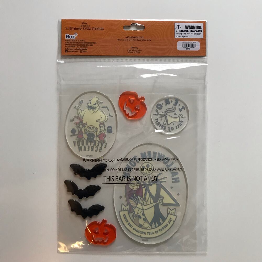 3/$20 Disney Nightmare Before Christmas New Halloween Decorative Gel Clings
